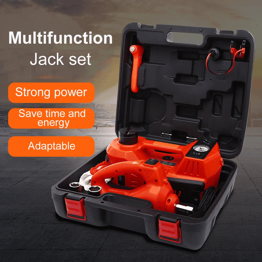 1 Set DC 12V 5Ton Car Jack Lifting Equipment Cooper Motor Portable Tire Jack Electric Hydraulic Jack with Led Light for Car Suv