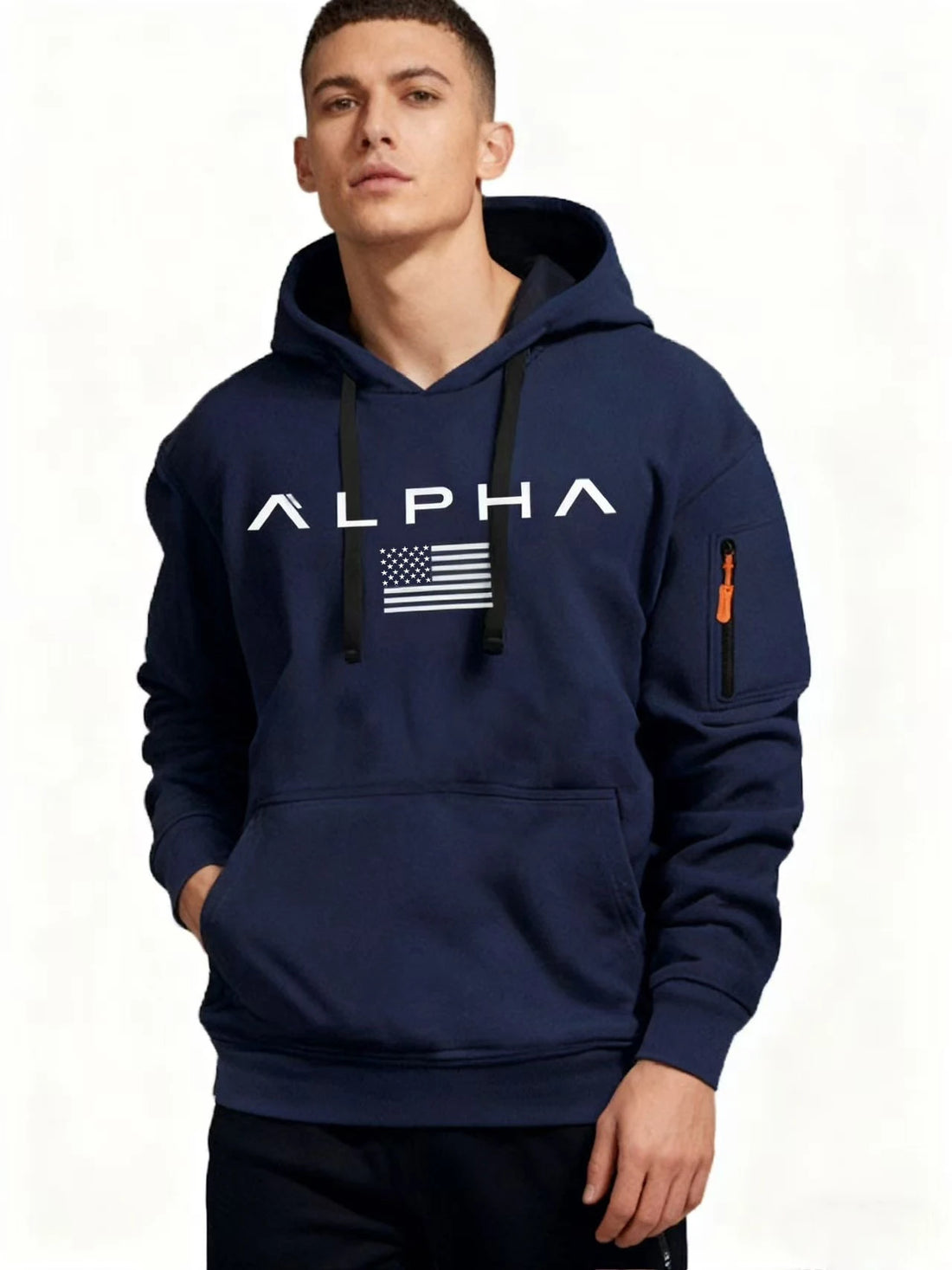 Men's fashionable hooded sweatshirt, fleece pullover hoodie, suitable for daily casual wear [European/American sizes]