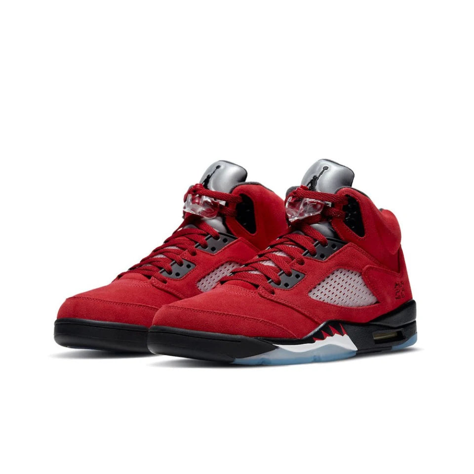 Original Air Jordan 5 'Bulls' For Men's Red and White Retro Classic Basketball Shoes Casual Sneakers