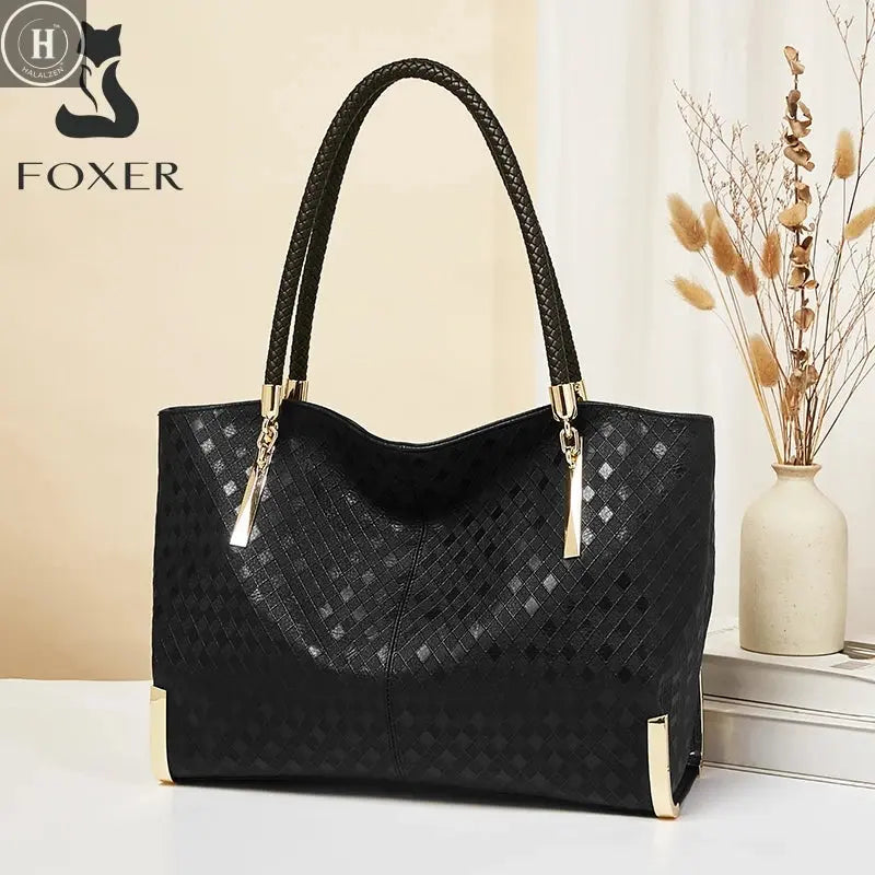 FOXER Brand Genuine Leather Handbag Winter Women Original Design Shoulder Bag Luxury Tote Large Capacity Lady Bag Chrismas Gift HALALZEN