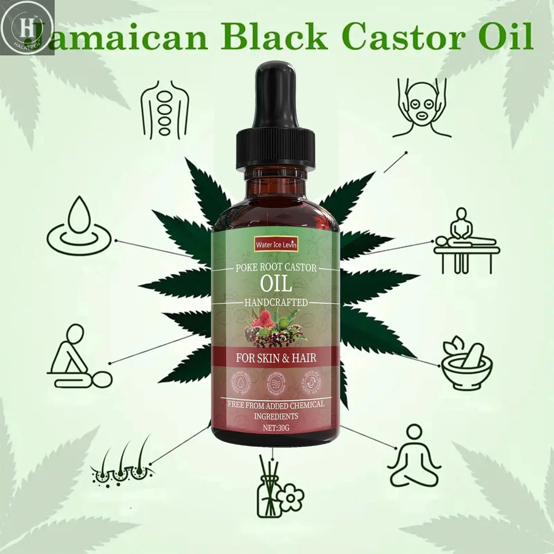 Poke Root Castor Oil for Skin & Hair - Natural Handcrafted Blend, Deep Moisture, Winter Nourishment, Chemical-Free Formula HALALZEN