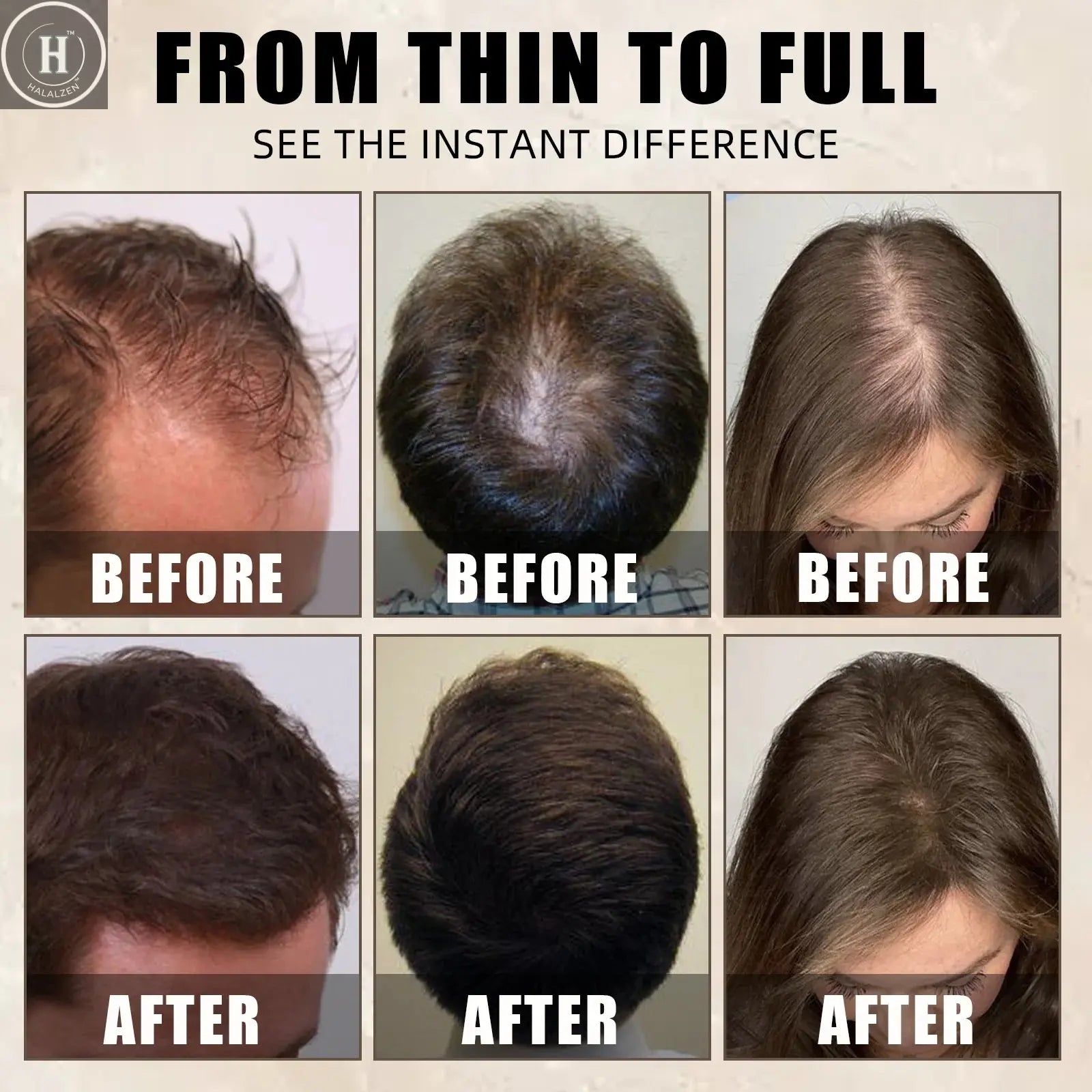 Adglamful Hair Fiber Kit – 15g Fiber Powder + Sprayer, instantly thickens & styles thin hair. Natural-looking, easy use HALALZEN