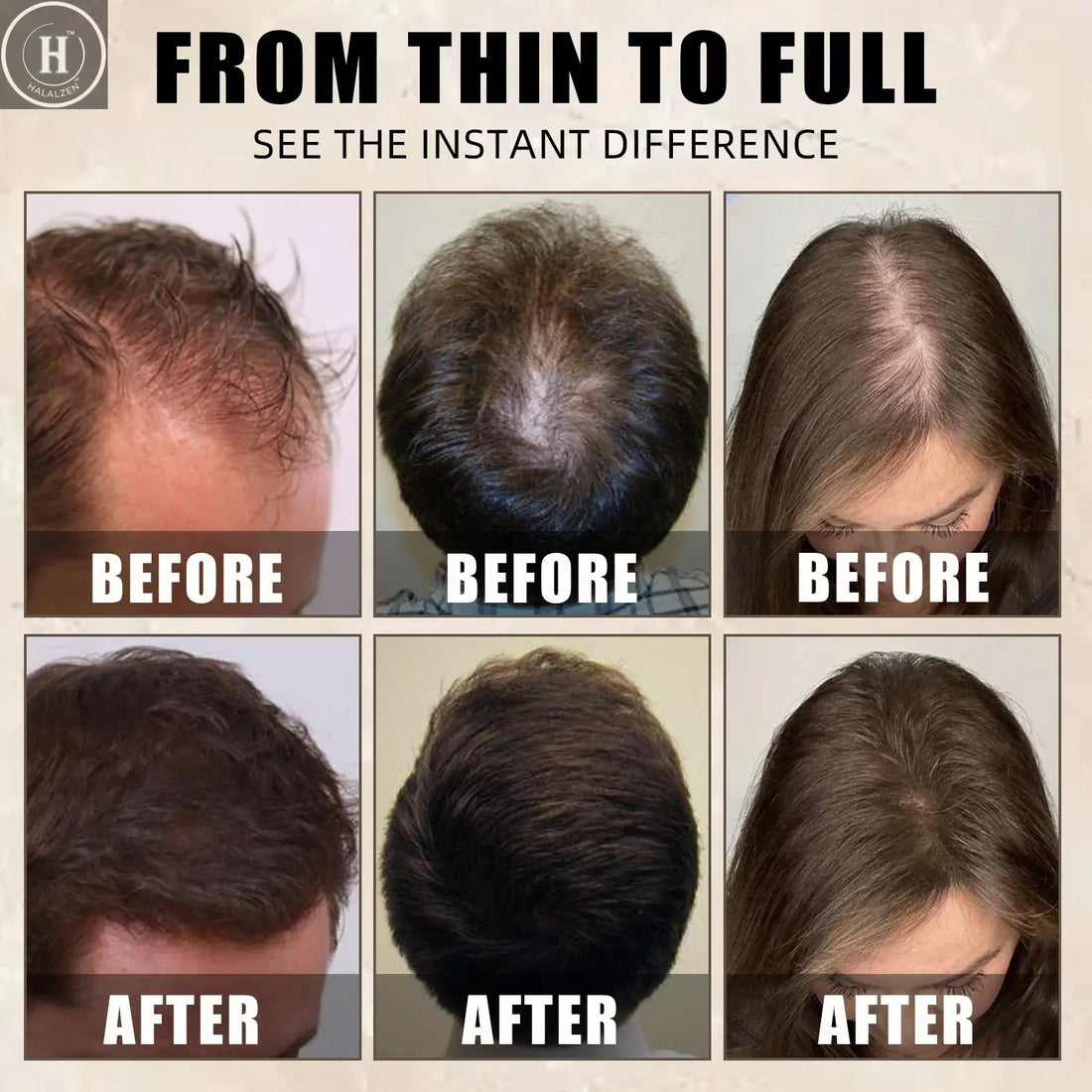 Adglamful Hair Fiber Kit – 15g Fiber Powder + Sprayer, instantly thickens & styles thin hair. Natural-looking, easy use HALALZEN