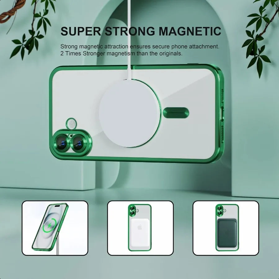 Misea Magnetic for iPhone 16 Case with MagSafe [Never Yellowing] [Military Grade Drop Protection] Full Camera Lens Protector Pl