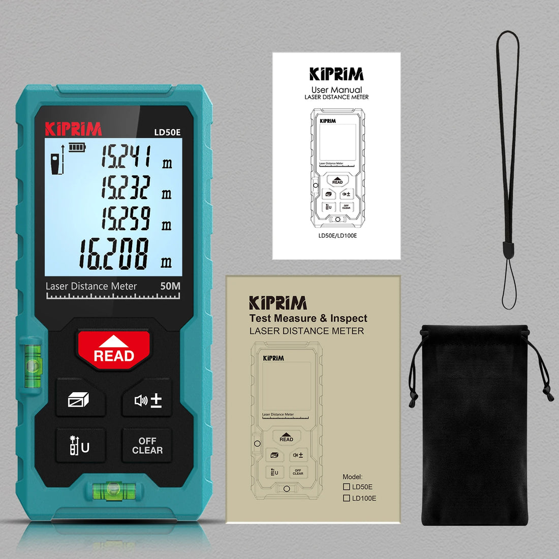 Kiprim Laser Rangefinder 50M 70M 100M Mini Laser Measurement Tool Laser Tape High Accuracy  Multiple Measurement Functions