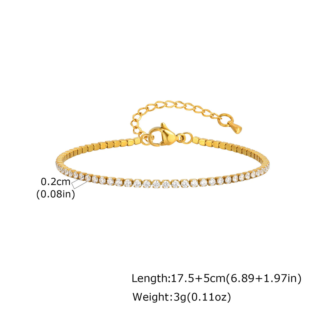2/3/4/5MM Luxury Zircon Tennis Chain Bracelet for Women, Stainless Steel Bracelet Zircon Chain Bracelets, Dainty Jewelry Gift