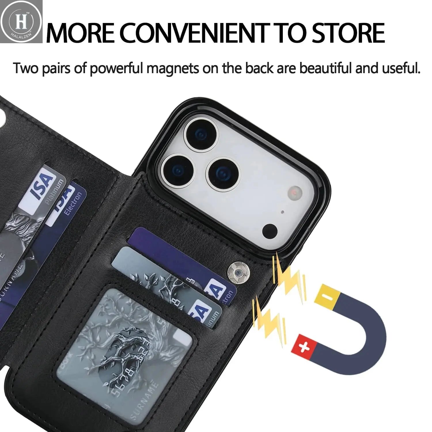 for iPhone Air 17 Pro Max Wallet Case with Card Holder,Faux Leather Kickstand,Double Magnetic Clasp and Durable Shockproof Cover Halalzen UK