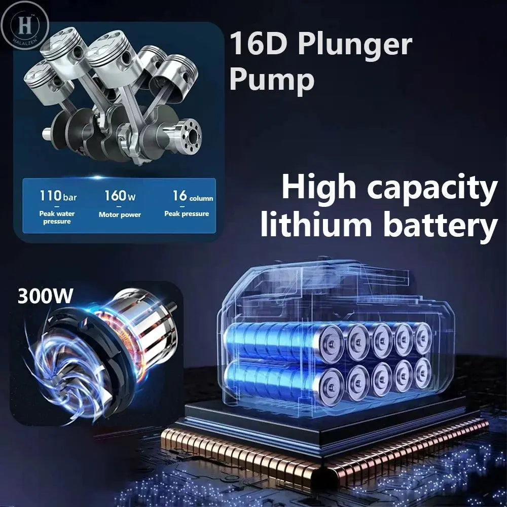 Cordless High Pressure Car Washer Spray Water Gun  Battery Foam Generator Car Washing Machine for Home HALALZEN