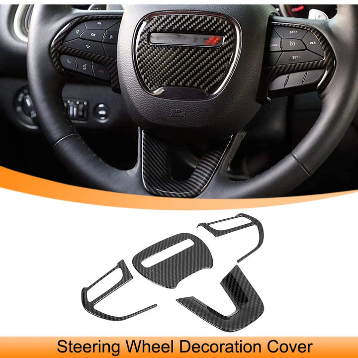 Car Center Steering Wheel Decoration Cover Trim Stickers for Dodge Challenger Charger 2015 2016-2022 2023 Interior Accessories