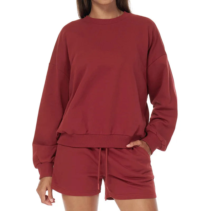 Autumn Winter Women's Pant Sets Sports Pullover Wide Leg Pants 2 Pieces Yoga Sets Gym Fitness Tracksuit Set Loose Hoodies Suits