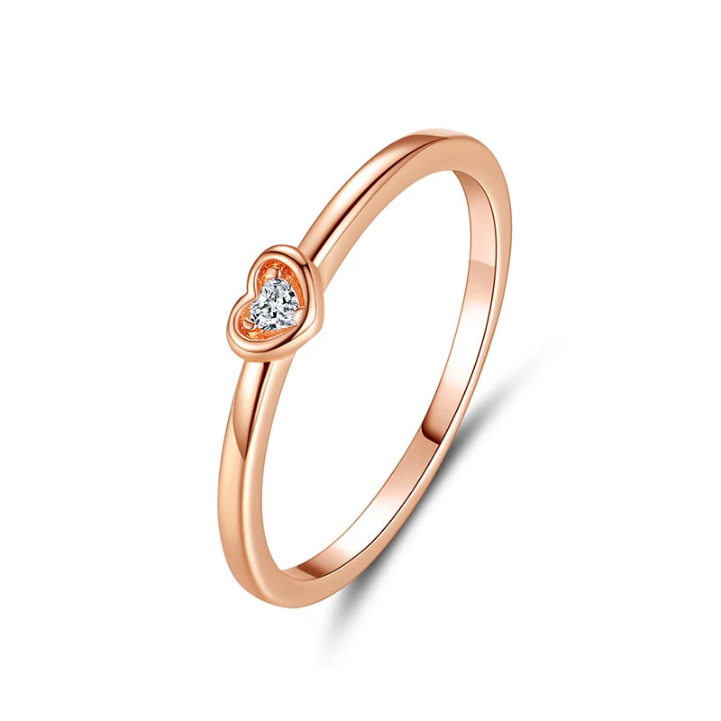 Original 925 Sterling Silver Ring Love Heart Wishbone Moon Sun Rings Crystal Rose Gold For Women Wedding Gift Luxury Jewelry