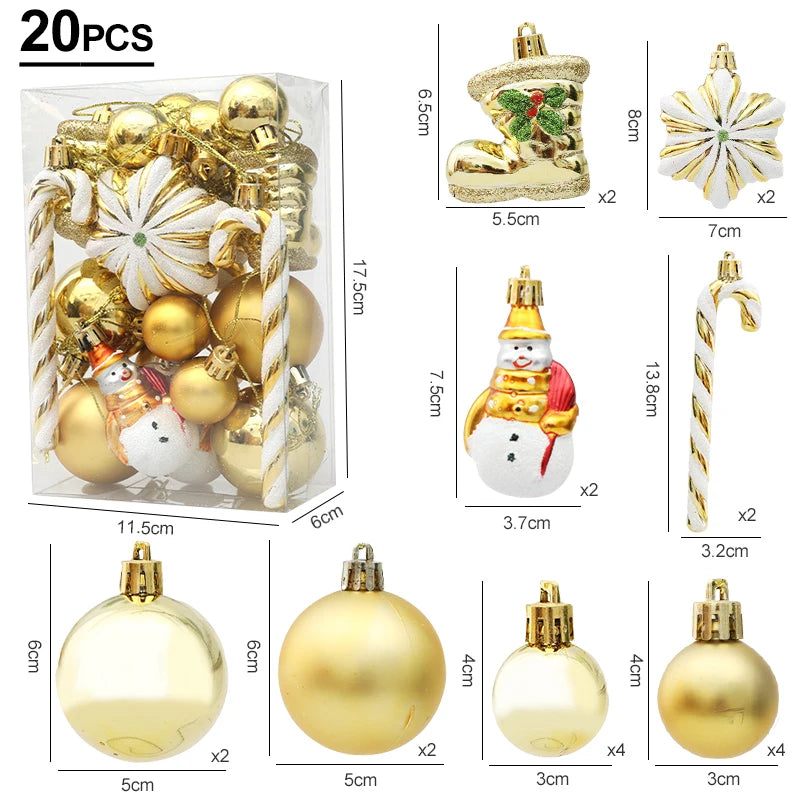 29/20Pcs Christmas Tree Balls Hanging Pendant Candy Cane Pine Cone Ornament Set Christmas Home Decoration 2024 Navidad New Year