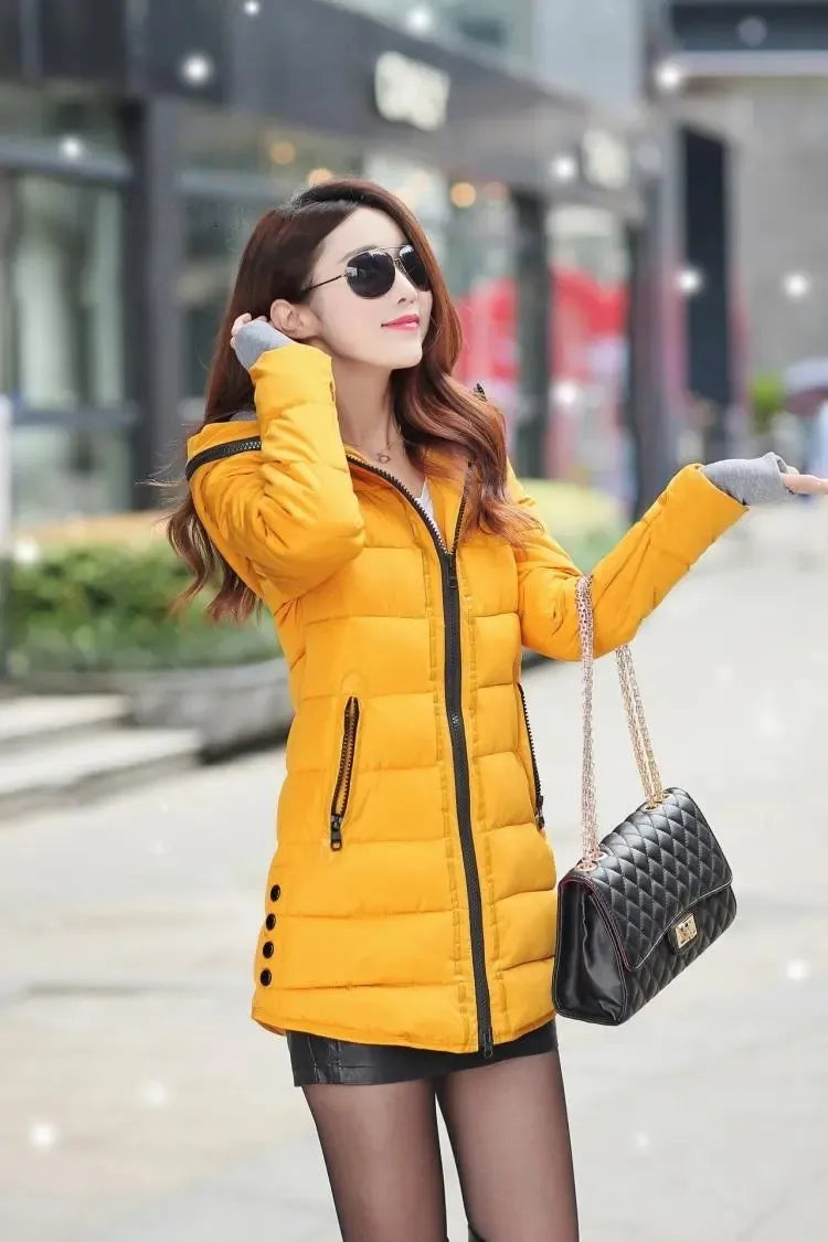 Fashion Casual Women Waterproof Down Cotton Jacket Autumn Winter Long Parkas Overcoat Warm Thick Lady Hooded Padded Coat