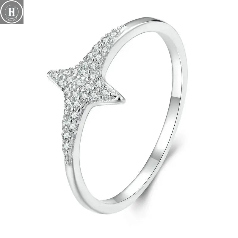 WOSTU European 925 Sterling Silver Simple Rings For Women Wedding Engagement Heart Rings With Zircon Original Female Jewelry HALALZEN