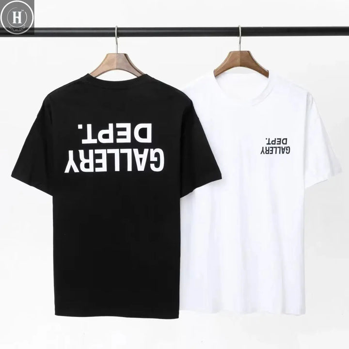 GALLERY DEPT Inspired Reverse Print T-Shirt 100% Cotton Oversized Streetwear Tee Men Women Vintage Distressed Graphic Top HALALZEN