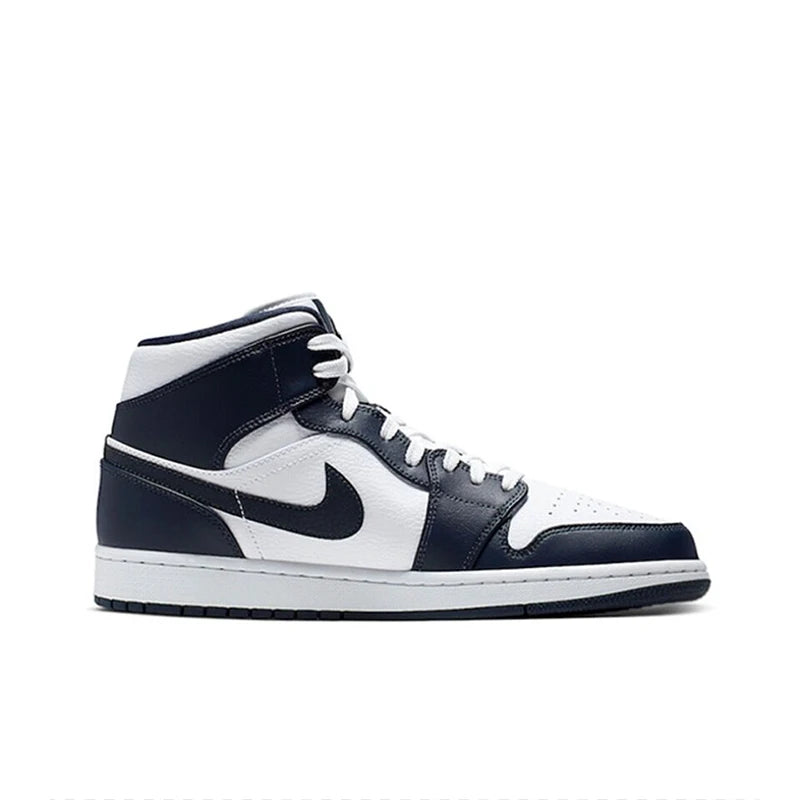 Original Air Jordan 1 Mid "Light Smoke Grey" "Wolf Grey"For Men's Retro Classic Basketball Sneakers Shoes