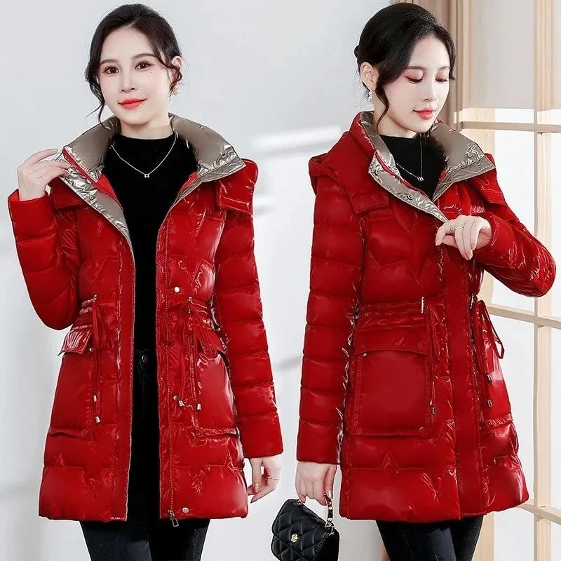 Winter windproof warm coat Detachable cap long anorak women's fashion coat casual waterproof coat