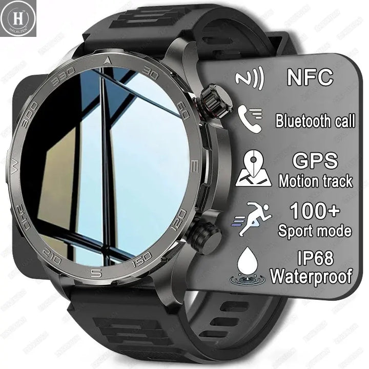 New GPS Track Smart Watch Men AMOLED HD Screen Outdoor Sports Fitness Heart Rate NFC IP68 Waterproof Bluetooth Call Smart Watch HALALZEN