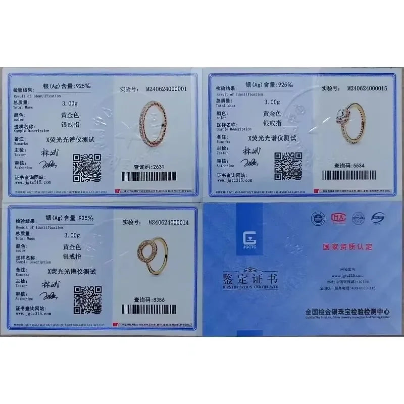 Exquisite Gold Color Series 925 Sterling Silver Classic Square Heart shaped Crown Ring Exquisite Charm Jewelry Birthday Gifts