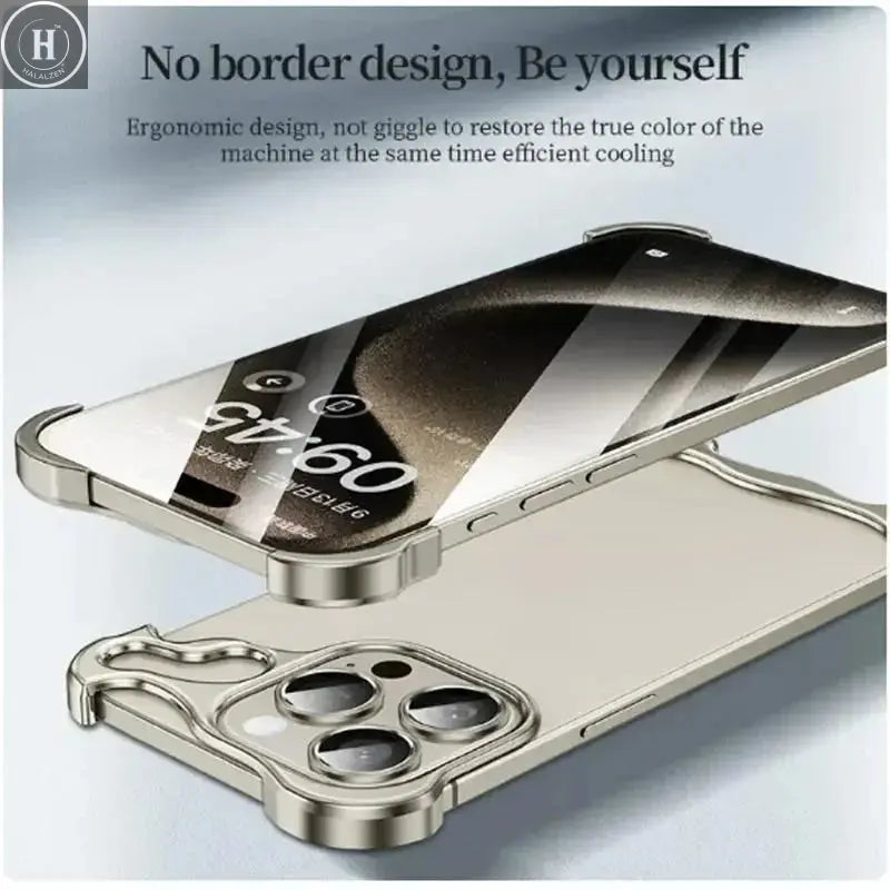 Luxury Alien Titanium Alloy Bumper Phone Case For iPhone 15 13 12 14 Pro Max 15Plus Metal Lens Film Protection Corner Pads Cover Halalzen UK
