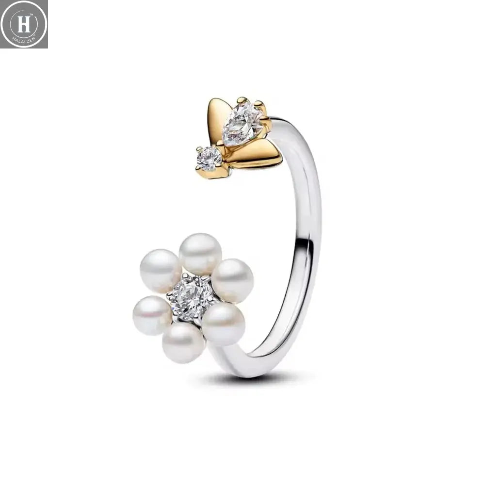 2026 Bestseller 925 Silver, Heart-Shaped Butterfly Ring, Sizes 6, 7, 8, 9, Perfect for European Women's Exquisite Charm Jewelry HALALZEN