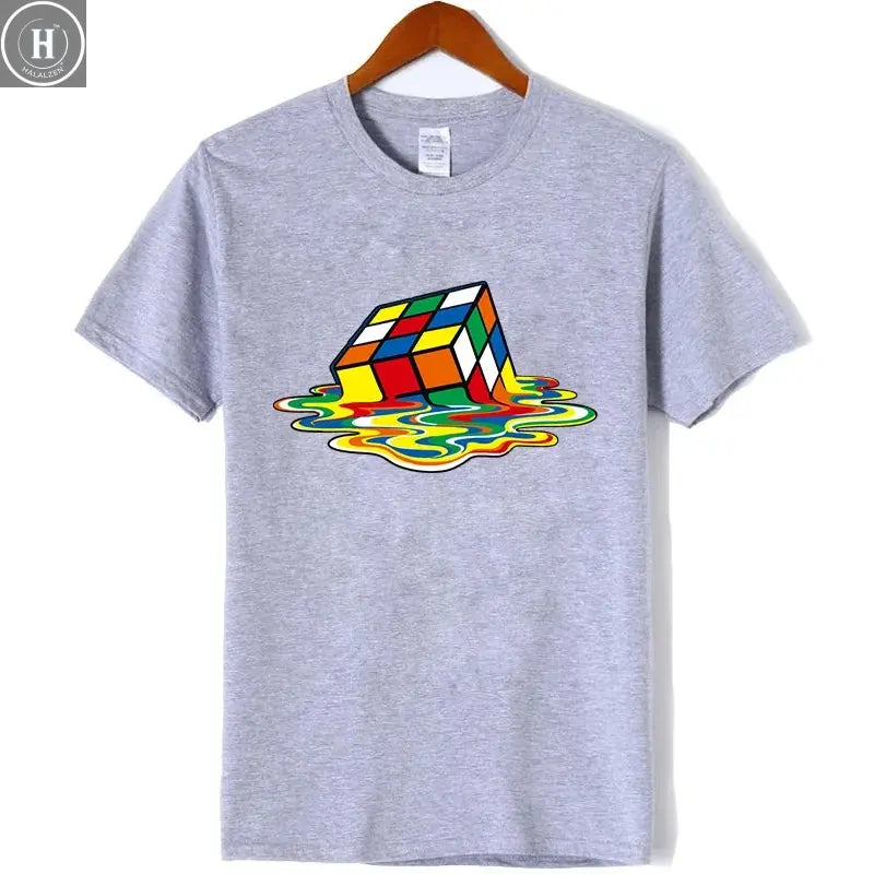 Summer Men's T-shirt High Quality 100% Cotton Magic Square Printing O-neck For Men Tees Casual Cool Hip Hop Short Sleeved Tops HALALZEN