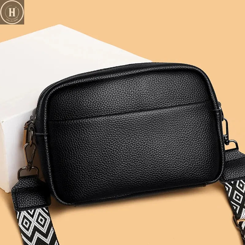 100% Genuine Leather High Quality Soft Cowhide Female Messenger Bag Sac Women Handbags Fashion Designer Brand Small Shoulder Bag HALALZEN