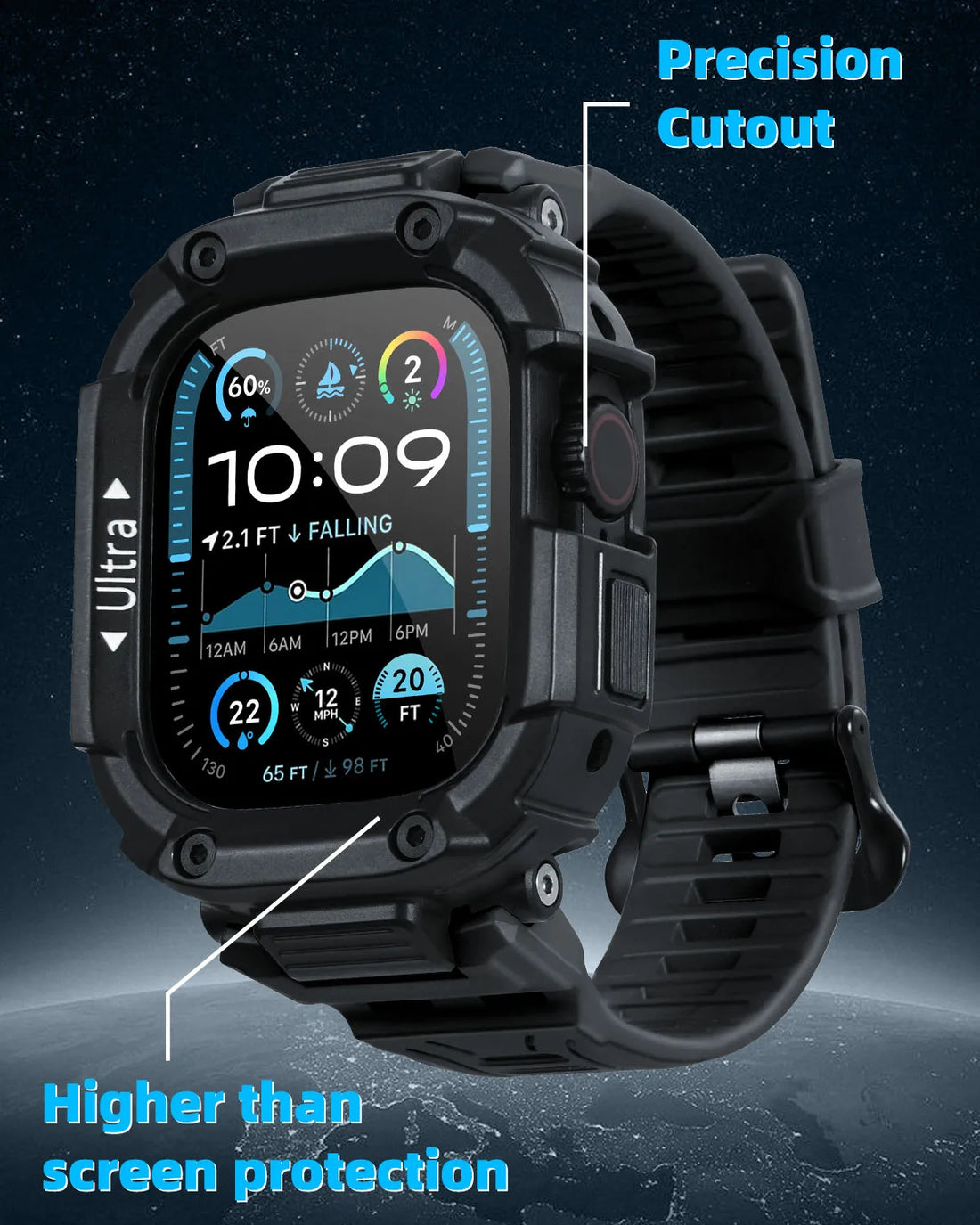 Oatsbasf Protector Frame Cover for Apple Watch Ultra 1/2 49mm Case Bumper Protective Drop Resistant Case for iWatch Series 1 2