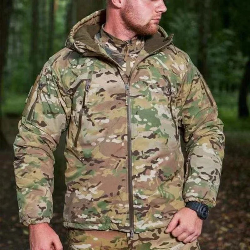 2.0 Upgrades Tactical Jacket Men Outdoor Hiking Windproof Warm Hooded Windbreaker Coat Camo Cotton Clothes Winter Jackets Male