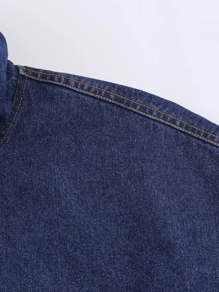 European and American style autumn new fashion trend women's loose versatile stand collar long sleeve denim jacket coat