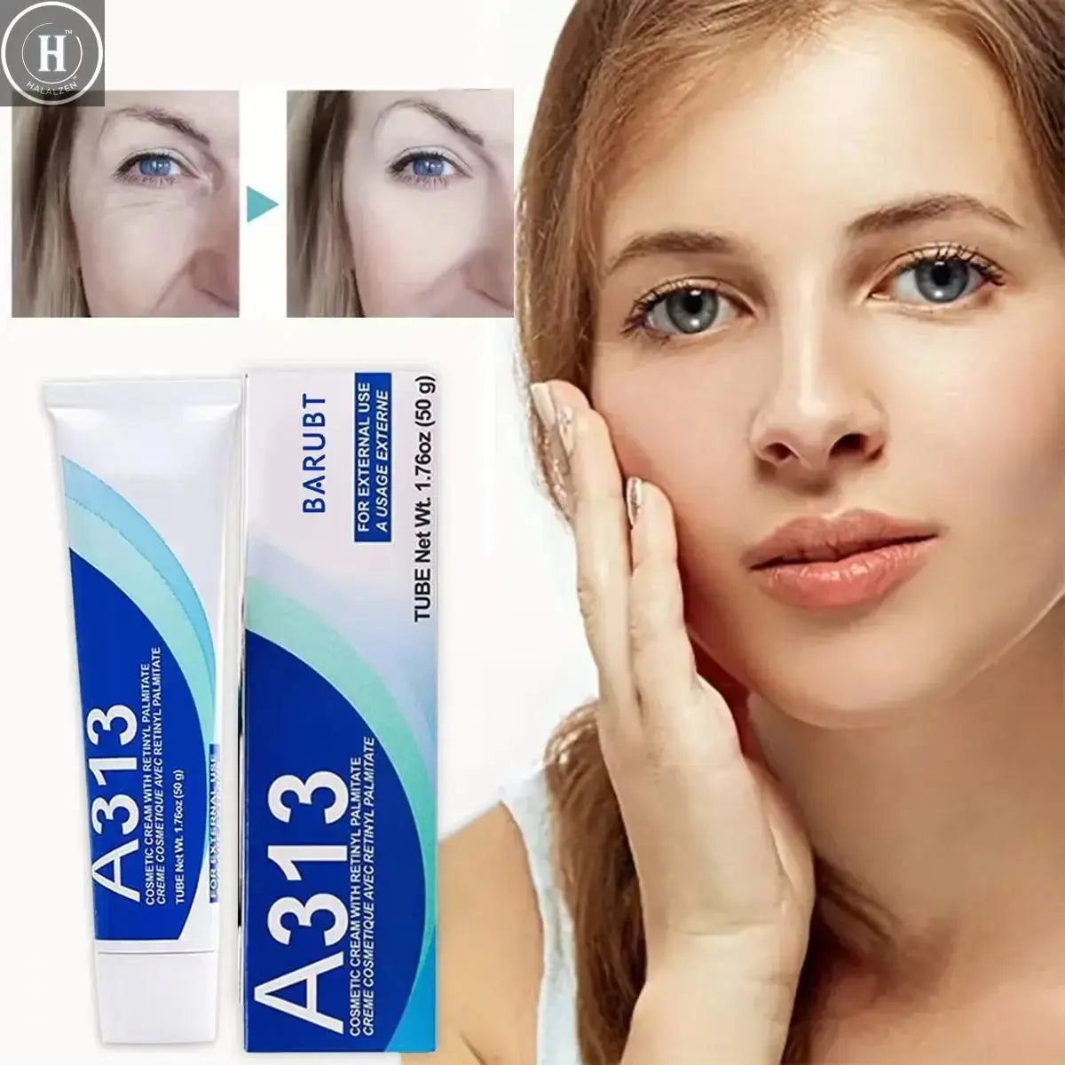 Retinol Lightweight Cream for Wrinkle Reduction and Fine Line Diminishment Vitamin A Moisturizer HALALZEN