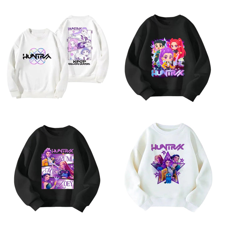 KPop Demon Hunters HUNTRIX Pirnt Hoodie Autumn Long Sleeve Tops Women's Clothing Sweatshirts