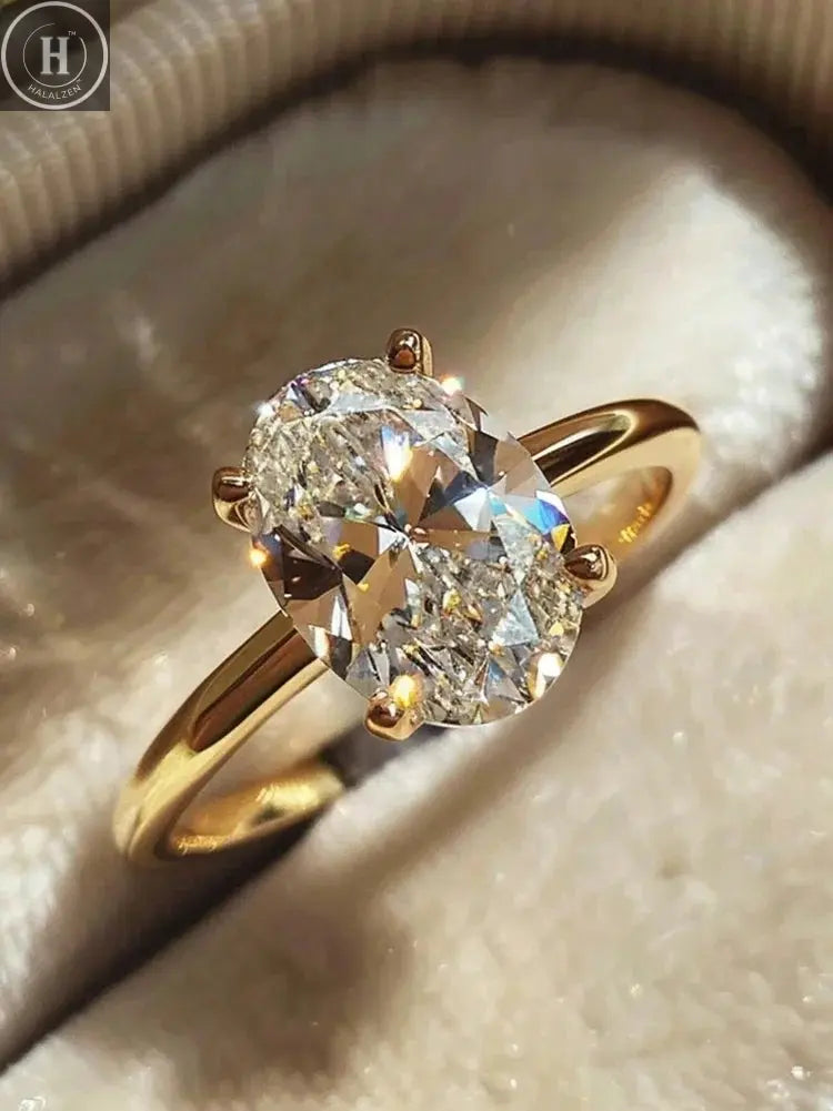 925 Sterling Silver Elliptical Horse Eye Fashionable Zircon Ring For Women Engagement Wedding Luxury High Quality Fine Jewelry HALALZEN