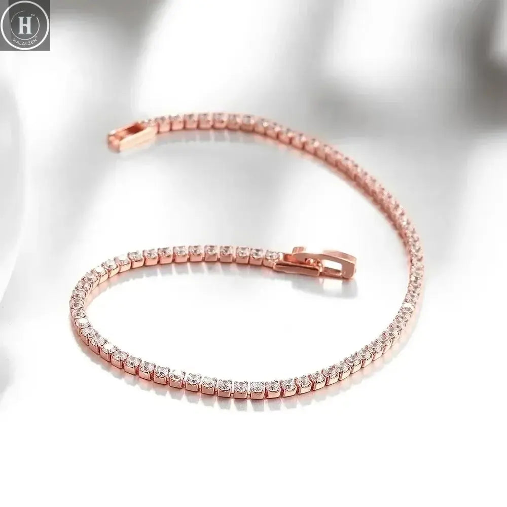 925 Sterling Silver Bracelet 16CM To 19CM Tennis Bracelet 2.5MM Zirconia Anniversary Gift HALALZEN