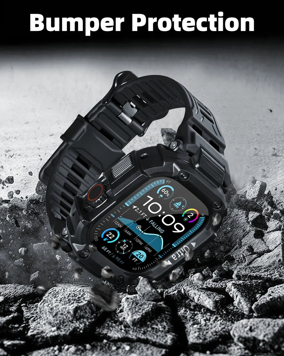 Oatsbasf Protector Frame Cover for Apple Watch Ultra 1/2 49mm Case Bumper Protective Drop Resistant Case for iWatch Series 1 2