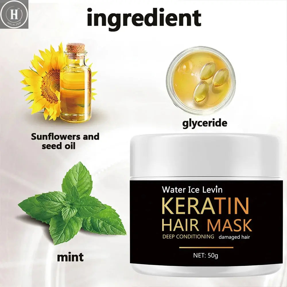 Keratin Hair Mask 5 Seconds Repair Damage Frizzy Hair Mask Damage Hair Mask Treatment Scalp Hair Shiny Hair Care HALALZEN