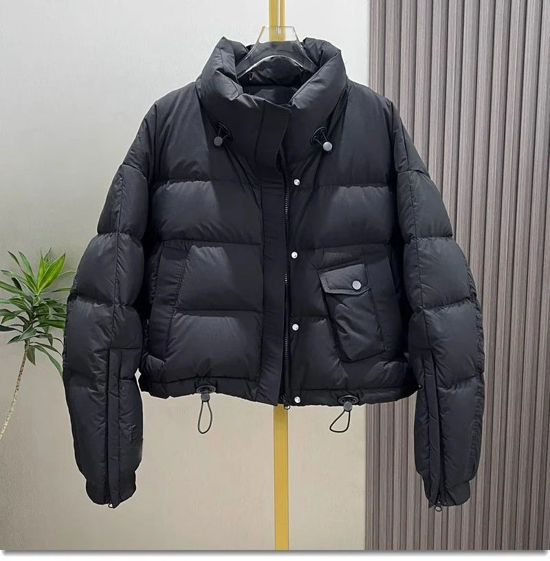 2024 New Thicken Down Cotton Puffer Jacket Petite Cropped Winter Coat Women Stand Collar Parkas Jacket Waterproof Snow Wear Outw