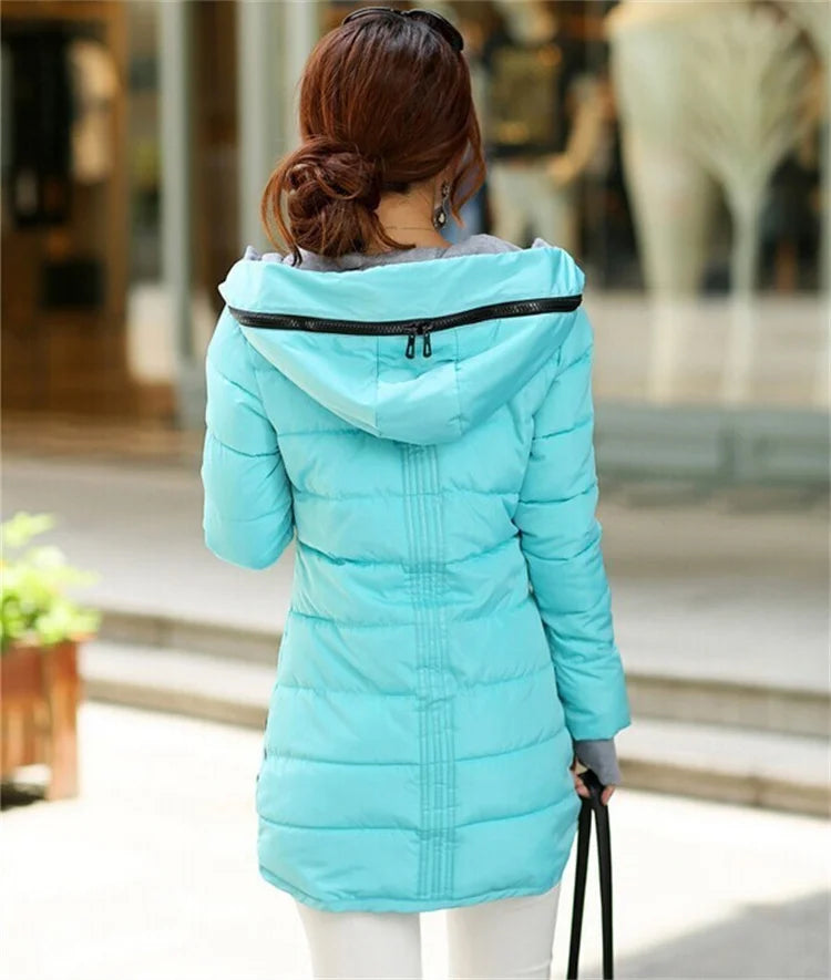 Fashion Casual Women Waterproof Down Cotton Jacket Autumn Winter Long Parkas Overcoat Warm Thick Lady Hooded Padded Coat