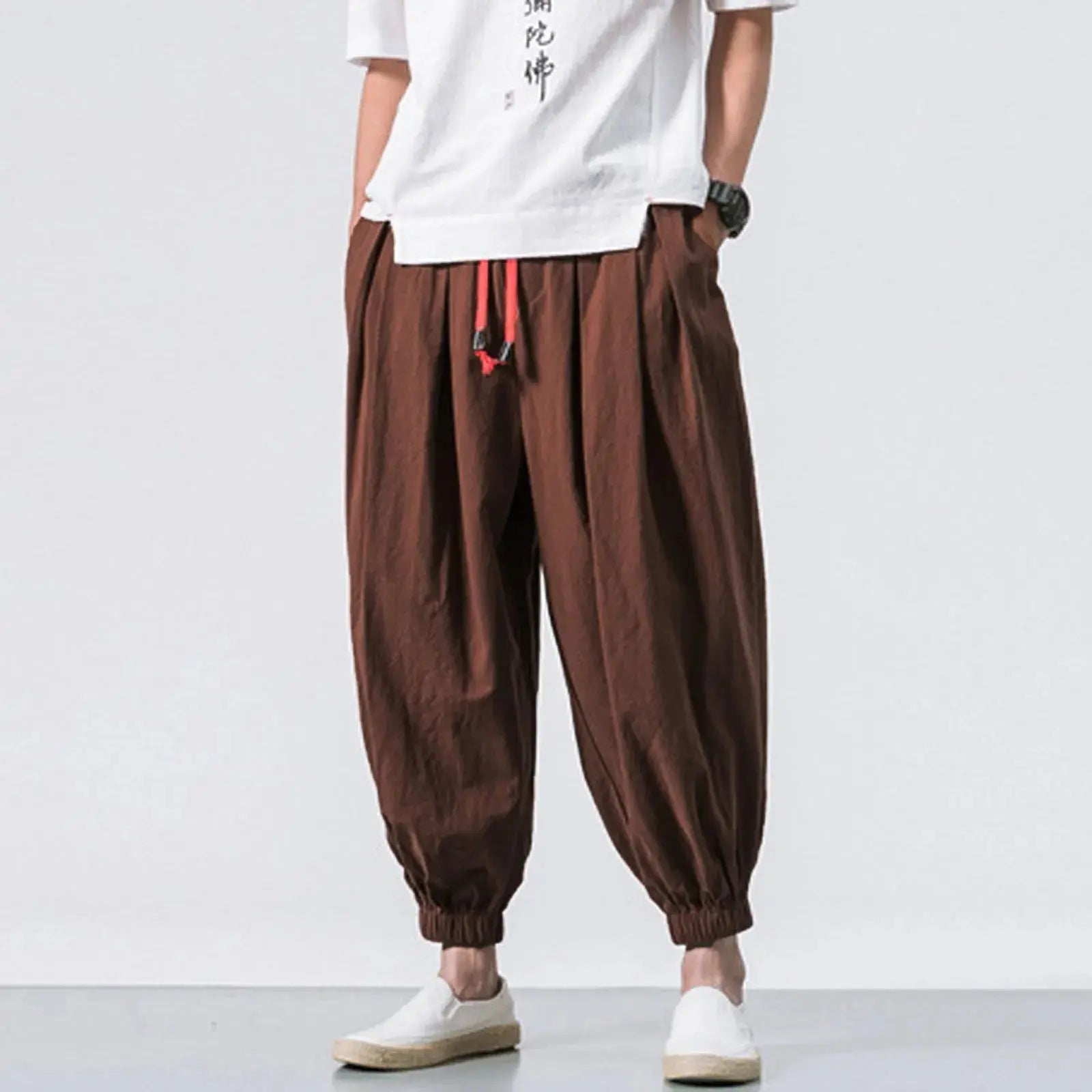 New Oversize Men Loose Harem Pants Autumn Chinese Linen Overweight Sweatpants High Quality Casual Brand Trousers Male Halalzen UK