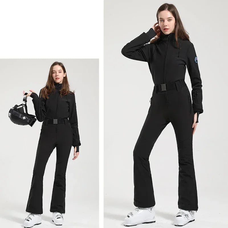 Women Ski Suit 2025 Slim Outdoor Snowboard Jacket Overalls Windproof Waterproof Warm Jumpsuit One-Piece Ski Set Winter Clothing