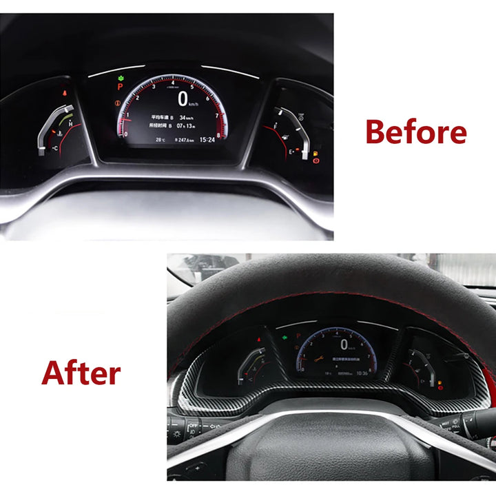 Carbon Fiber Car Dashboard Instrument Frame Cover Trim For Honda Civic 10th 2016 2017 2018 2019 2020