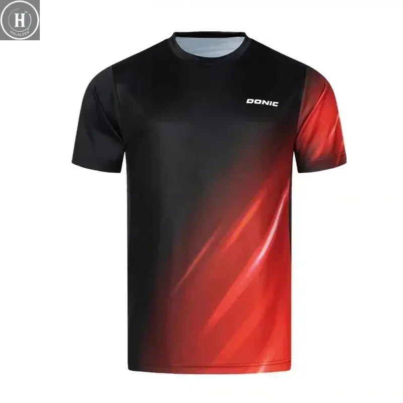 New Men's Table Tennis T-Shirt with 3D Print Men's Summer Breathable Badminton T-Shirt Table Tennis Short-Sleeved Quick-Dry Top HALALZEN