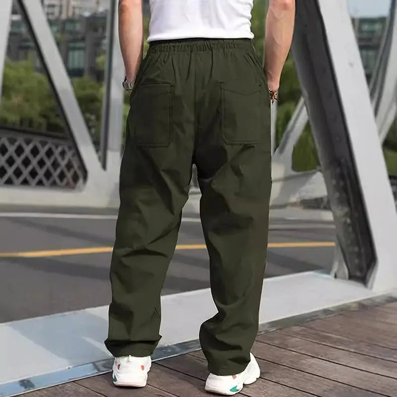 Men s Relaxed Fit Cargo Pants with Adjustable Drawstring Waistband and Multiple Pockets for Everyday Wear Halalzen UK