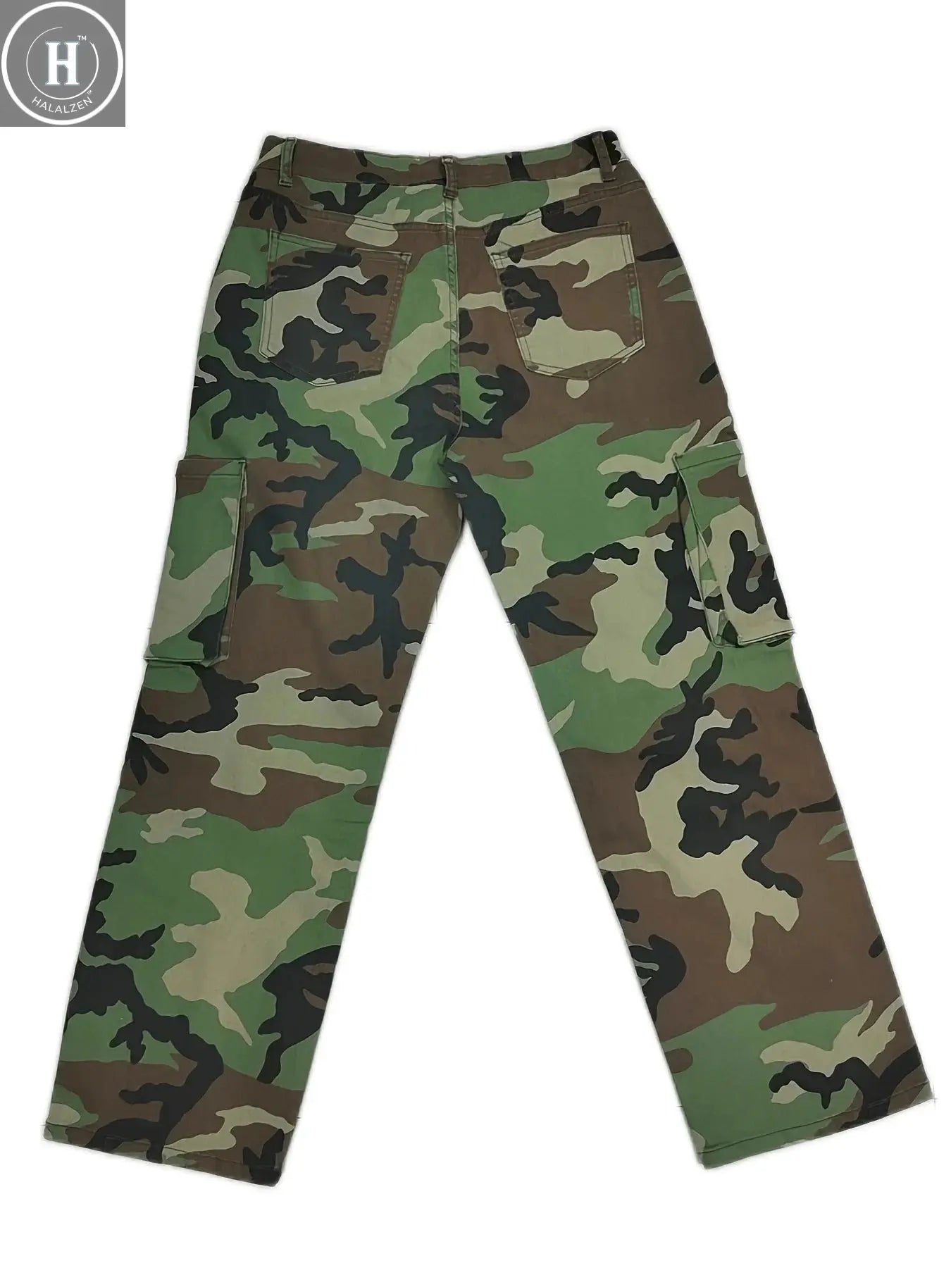 Women's Plus-Size Camo Denim Pants - Stretchy Boyfriend Fit, Street Style Cargo Jeans Halalzen UK