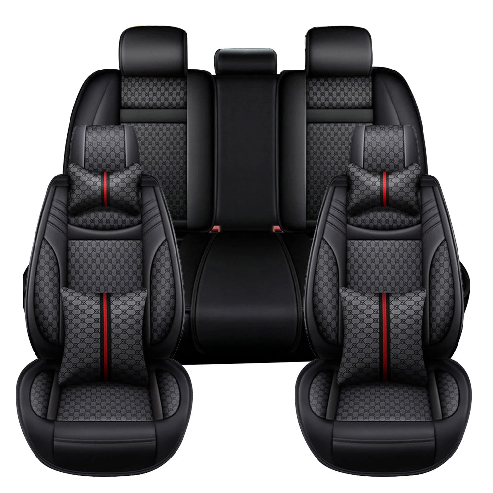 PU Leather Universal 5 Seats Car Seat Cover Cushion Protection Cushion Anti-scratch For Sedan SUV Pickup Truck Seat Four Seasons