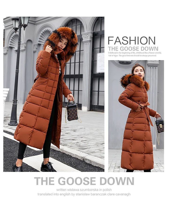 Autumn Winter Clothes Women Down Cotton Fashion Ladies Worm Hooded Coat Female Lengthen Thickening Waterproof Slim Casual Jacket