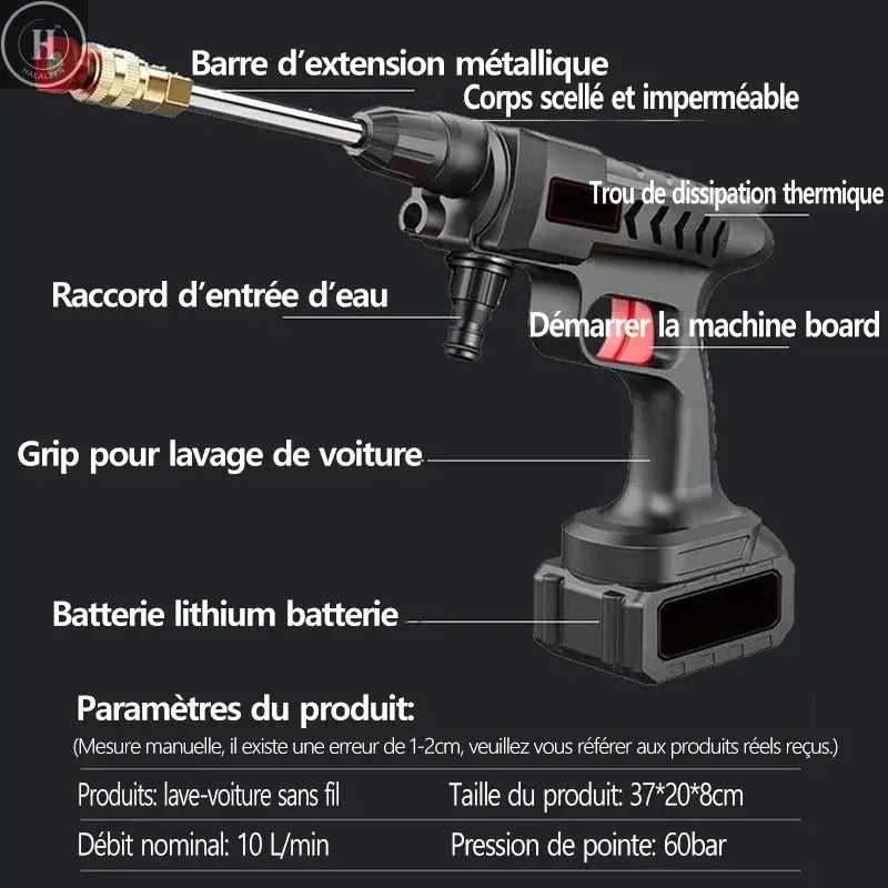 Cordless High Pressure Car Washer Spray Water Gun  Battery Foam Generator Car Washing Machine for Home HALALZEN