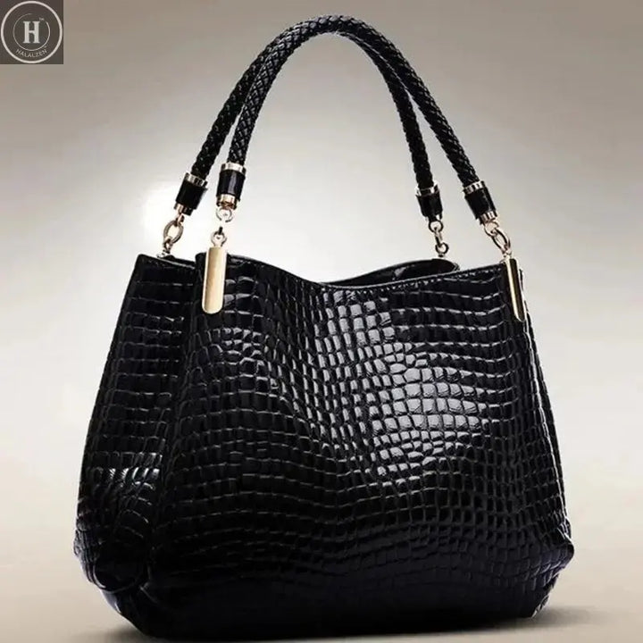 Women's Bag Large Capacity Tote Daily Commute Women's Shoulder Bag Crocodile Print Bright Face Handbag Shopping HALALZEN