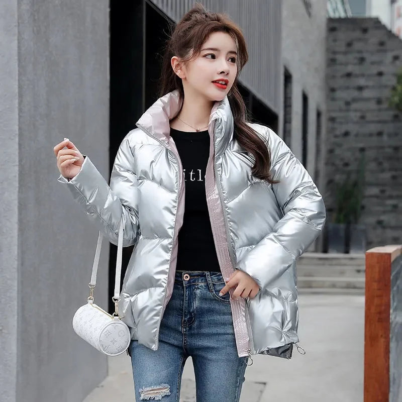 2022 New Winter Jacket Women Parkas Glossy Warm Thicken Coat Female Cotton Padded Parka Waterproof Outwear Loose Snow Jacket