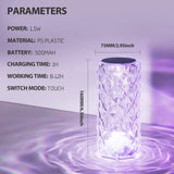 Crystal Table Lamp RGB Color Changing Night Light Remote Romantic LED Rose Diamond Touch Lamps for Living Room Housewarming Gift Halalzen